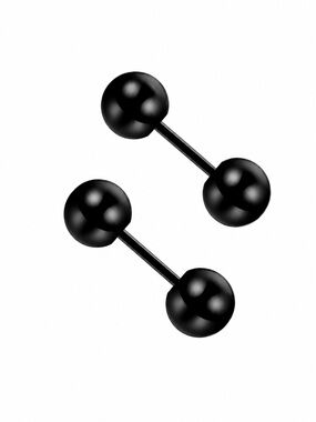 Black Ball Barbell Earrings Stainless Steel Studs 18G 4mm